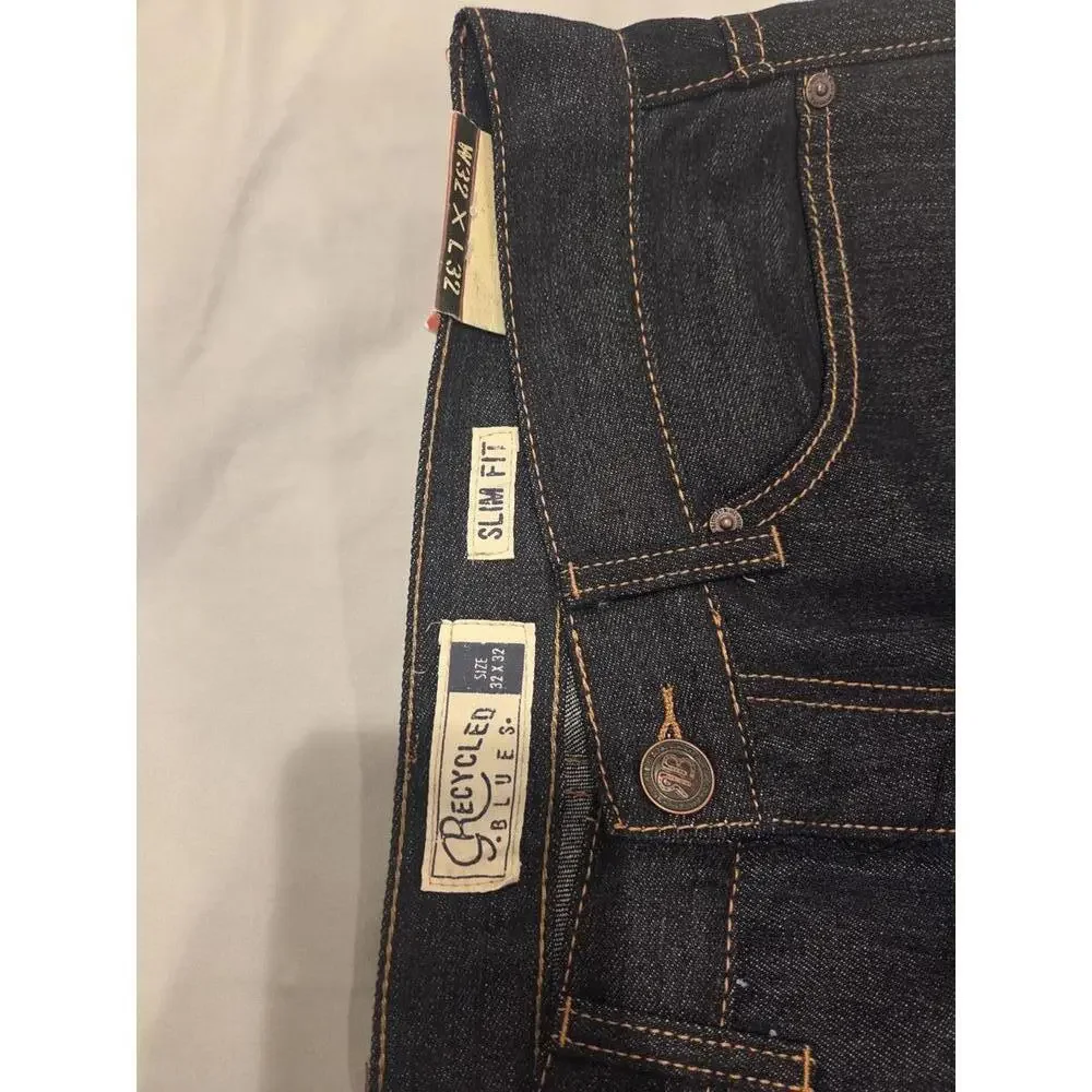 Nwt Recycled Blues Slim Fit Dark Wash Denim Jeans Size 32x32